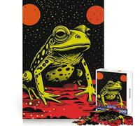 Puzzle 1000 pièces Grenouille Funky imprimée en risographie, Puzzle pour Adultes, Jeu Intelligent, activité à la Maison, découpe Lisse, Surprise de Noël (38x26cm)