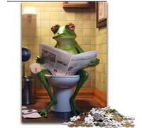 Puzzle 1000 pièces Grenouille lisant Un Journal Puzzle 1000 pièces Cadeau de Noël Adolescent Réduction du Stress Cadeau Unique et Cool pour la Famille (Taille 50x75cm)