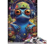 Puzzle 1000 pièces Grenouille Musicale psychédélique pour Adolescents Adultes. Puzzle pour s'amuser en Famille et Passer Une soirée Jeux. 1000 pièces (75 x 50 cm).