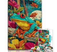 Puzzle 1000 pièces Grenouille psychédélique Puzzle 1000 pièces pour Adolescents Anti-Stress défi Difficile améliore l'amour Entre Les Couples 38x26cm
