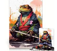 Puzzle 1000 pièces Grenouille Samouraï Crapaud Samouraï pour Adolescents Jeu de logique et de Train Loisirs Amusants Découpe Lisse Cadeau spécial (38x26cm)