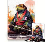 Puzzle 1000 pièces Grenouille Samouraï Crapaud Samouraï pour Adolescents Jeu de logique et de Train Loisirs Amusants Découpe Lisse Cadeau spécial (50x75cm)