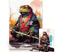 Puzzle 1000 pièces Grenouille Samouraï Crapaud Samouraï pour Adolescents Jeu de logique et de Train Loisirs Amusants Découpe Lisse Cadeau spécial (50x75cm)