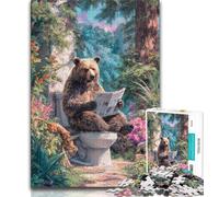Puzzle 1000 pièces Grizzly Bear sur Les Toilettes pour Adultes et Adolescents, Jouet éducatif et décompressant, décoration Parfaite (38x26cm)