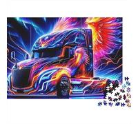 Puzzle 1000 pièces Gros Camion Adultes, Camion phénix néon sous Aurore colorée, Premium Haute qualité épais Robuste, Stimulant Anti-Stress, 70x50cm/1000pcs