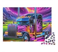 Puzzle 1000 pièces Gros Camion pour Adultes, Camion Violet néon sur Route colorée, Difficile Premium épais Robuste, Vibrant Anti-Stress, 70x50cm/1000pcs