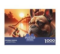 Puzzle 1000 Pièces Gros Renard avec Traîneau de Renardeaux au Coucher du Soleil en Papier Recy adeau pour Adultes - 38x26 cm