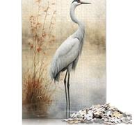 Puzzle 1000 pièces : Grue Gracieuse, Aquarelle, difficulté : Jeux éducatifs, Jouets, Cadeaux de Noël, 1000 pièces (38 x 26 cm)