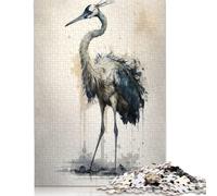 Puzzle 1000 pièces Grue Gracieuse Aquarelle pour Adultes, Cadeau d'halloween, Jeu éducatif, défi, 1000 pièces (38 x 26 cm)