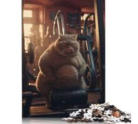Puzzle 1000 pièces Grumpy Fat Cat Fitness Puzzle carré pour adultes et puzzle en bois Décoration de la maison Puzzle 1000 pièces (75 x 50 cm)