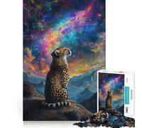 Puzzle 1000 pièces Guépard au Regard Cosmique Jeu de Construction Artistique aux découpes nettes Idéal pour se détendre,s'amuser en Famille ou Entre Amis (38x26cm)