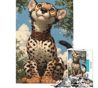 Puzzle 1000 pièces Guépard aux Grands Yeux Jeu addictif pour cultiver la Patience se détendre développer l'analyse et la logique Cadeau Artistique (Dimensions 38x26cm)