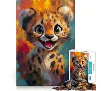 Puzzle 1000 pièces Guépard bébé Joie Découpe précise Jeu créatif et cérébral pour des Moments de détente et de Calme Cadeau d'anniversaire (50x75cm)