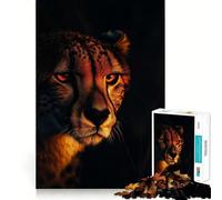 Puzzle 1000 pièces Guépard dans Le Noir Découpe précise Jeu de logique et d'art Activité Calme pour Un Anniversaire (50x75cm)