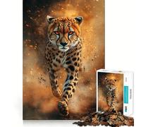 Puzzle 1000 pièces Guépard en Mouvement Jeu de Construction Parfait Activité cérébrale Jeu Amusant et Relaxant Décoration de Noël Amusante (38x26cm)