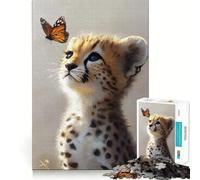 Puzzle 1000 pièces Guépard et Papillon Jeu de précision et d'adresse mentale Amusant pour se détendre ou Passer Un Moment agréable (38x52cm)