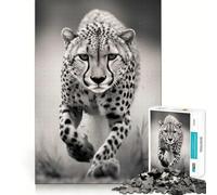 Puzzle 1000 pièces Guépard Noir Découpe Précise Jeu d'Équilibre Mental Jeu Facile Cadeau Artistique de Noël (38x26cm)