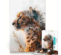 Puzzle 1000 pièces Guépards Chasse à l'aube Découpe précise Jeu créatif et Artistique pour Un Moment de détente et de Calme Cadeau d'anniversaire (38x52cm)