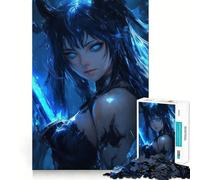 Puzzle 1000 pièces Guerrier Anime aux Yeux Bleus,Jeu aux Bords Parfaits,Jouet d'entraînement cérébral,Divertissement Relaxant,Cadeau de décoration d'anniversaire (50x75cm)