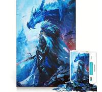 Puzzle 1000 pièces Guerrier Dragon Bleu,découpe précise,activité ludique et Intelligente,Moment de détente,Cadeau de décoration d'anniversaire (38x26cm)
