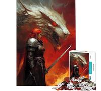 Puzzle 1000 pièces Guerrier et Loup Art numérique Difficile et Stimulant Analyse et logique Jeux éducatifs Convient aux 14 Ans et Plus (50x75cm)