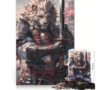 Puzzle 1000 pièces Guerrier Lion Samouraï pour Adolescents Jeu intellectuel et de détente mentale Découpe de qualité Cadeau de Noël (38x52cm)