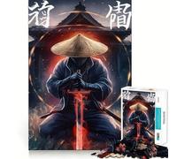 Puzzle 1000 pièces Guerrier samouraï à l'épée Lumineuse pour Adultes Jeu de réflexion Intelligent Découpe précise et Amusante Illustration (50x75cm)