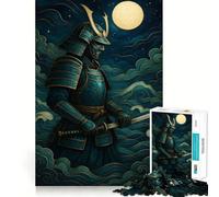 Puzzle 1000 pièces Guerrier Samouraï au Clair de Lune pour Adultes Jeu Intelligent et Amusant Bords Lisse Cadeau de Fête (38x26cm)