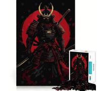 Puzzle 1000 pièces Guerrier Samouraï avec Lune Rouge pour Adultes Puzzle Détente et Art à Assembler Cadeau Unique (50x75cm)