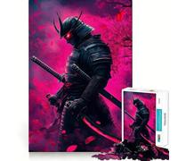 Puzzle 1000 pièces Guerrier samouraï dans Une Brume Rose pour Adolescents, Jeu d'entraînement cérébral, Moment de détente, Cadeau saisonnier (38x26cm)