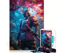 Puzzle 1000 pièces Guerrier samouraï en Automne pour Adolescents Jeu de logique et de Train Décoration Murale Lumineuse et relaxante aux découpes Lisses (38x52cm)