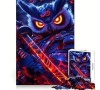 Puzzle 1000 pièces Guerrier samouraï Hibou pour Adolescents Jeu de réflexion, Design paisible et Amusant, Cadeau Unique (38x52cm)