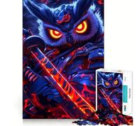 Puzzle 1000 pièces Guerrier samouraï Hibou pour Adultes Un Jeu Stimulant pour Les méninges, Un Cadeau Original et captivant (38x26cm)