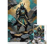 Puzzle 1000 pièces Guerrier Samouraï Kintsugi Jeu éducatif Cadeau de Père Noël Secret Jeu Relaxant avec Poster et fiche de Questions Assortis Format 38x52cm