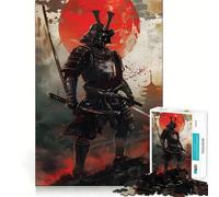 Puzzle 1000 pièces Guerrier Samouraï Lune Rouge pour Adultes Améliore la mémoire Paisible et Amusant Bordure Nette pour Les fêtes (50x75cm)