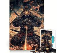 Puzzle 1000 pièces Guerrier Samouraï Néon Japon pour Adolescents Améliore la mémoire, détente mentale, Cadeau créatif aux Bords Nets (50x75cm)