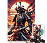 Puzzle 1000 pièces Guerrier Samouraï Néon pour Adultes Améliore la Mémoire et Soulage l'Anxiété Décoration Murale aux Bords Saillants (38x26cm)