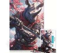 Puzzle 1000 pièces Guerrier Samouraï Rhinocéros pour Adolescents Jeu de réflexion et de détente Design élégant Cadeau de qualité supérieure (38x52cm)