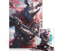 Puzzle 1000 pièces Guerrier samouraï rhinocéros pour Adultes difficulté Difficile découpe Lisse idéal pour se Souvenir des émotions pour Un Moment de Calme et de sérénité Un Cadeau Classique