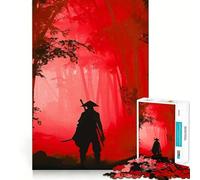 Puzzle 1000 pièces Guerrier Samouraï Rouge pour Adolescents Améliore la mémoire, détente mentale, Cadeau créatif aux Bords Nets (38x26cm)