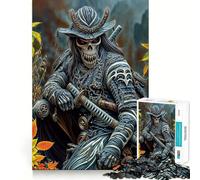 Puzzle 1000 pièces Guerrier Samouraï Squelette pour Adultes Jeu de réflexion Relaxant et Amusant Assemblage d'image Surprise chaleureuse 38x52cm