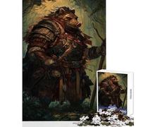 Puzzle 1000 pièces Guerrier Sanglier dans la forêt Jeu éducatif pour Jouer en Famille et renforcer Les Liens Entre Les Couples Dimensions 50x75cm