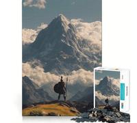 Puzzle 1000 pièces Guerrier Spartiate et Panorama sur la Montagne pour Adolescents, Jouet Mental Anti-anxiété, découpe de qualité supérieure, Cadeau élégant 50x75cm