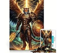 Puzzle 1000 pièces Guerrier Tigre Ailé en Armure Dorée Jeu Amusant Technologie de Découpe Laser Avancée Jouet d'Intérieur Divertissement pour Les Fêtes (38x52cm)
