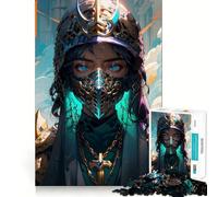 Puzzle 1000 pièces Guerrière masquée Jeu Amusant et Technique de découpe Laser avancée Jouet d'intérieur pour Les fêtes (50x75cm)