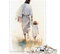 Puzzle 1000 pièces : Guidance Divine, Jésus et l'enfant Marchant, pour Adultes, Puzzle pour Un Moment en Famille, défi cérébral (38 x 26 cm)