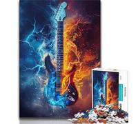Puzzle 1000 pièces Guitare Glace et Feu Puzzle 1000 pièces pour Ados et Adultes avec Affiche et fiche de Questions-réponses pour Les 14 Ans et Plus (50x75cm)