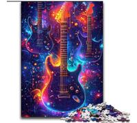 Puzzle 1000 pièces Guitare Néon pour Adultes et Adolescents, Jeux éducatifs, décoration d'intérieur, idéal pour la décoration de Bureau (50x75cm)