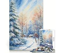 Puzzle 1000 pièces Hameau enneigé pour Adultes, Jeu intellectuel, détente et Calme, découpe précise, Cadeau du Père Noël (38x26cm)
