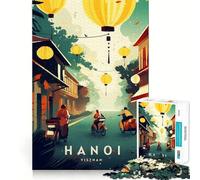 Puzzle 1000 pièces Hanoï,Vietnam Scène de Rue avec lanternes Jeu de réflexion Amusant et Fin,Divertissement Calme,décoration de Noël (38x52cm)